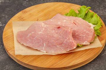 Raw pork steak for cooking