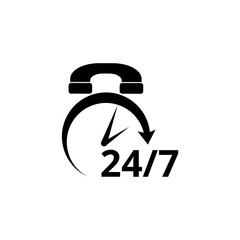 Call 24 icon. 24 hour call service icon isolated on white background