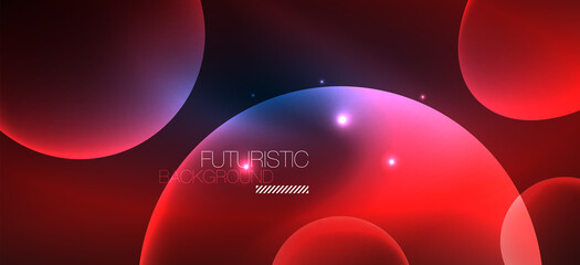 Neon ellipses abstract backgrounds. Shiny bright round shapes glowing in the dark. Vector futuristic illustrations for covers, banners, flyers and posters and other