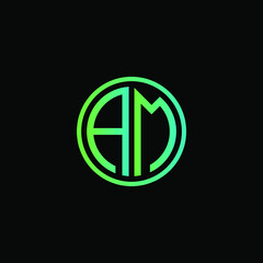 AM MONOGRAM letter icon design on BLACK background.Creative letter AM/A M logo design. AM initials/MONOGRAM Logo design.