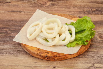 Raw squid rings for cooking