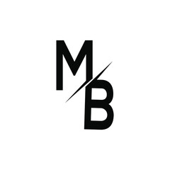 MB SLICE letter icon design on the WHITE background.Creative letter MB/M B /SLICE logo design. N initials Logo design.