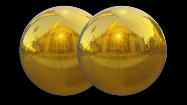 3D Rendering Golden Ball Animation 