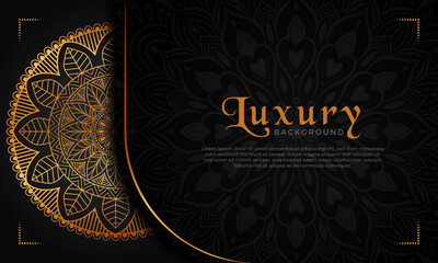 Luxury mandala background with floral ornament pattern. Hand drawn gold mandala design. Vector mandala template for decoration invitation, cards, wedding, logos, cover, brochure, flyer, banner.