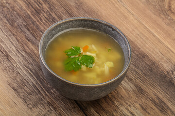 Tasty chicken soup with carrot