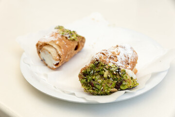 Sicilian cannoles with candied fruit