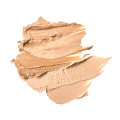 Close-up of make-up swatches. Smears of beige skincare beauty product concealer or foundation