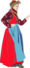 Illustration of woman in traditional dress