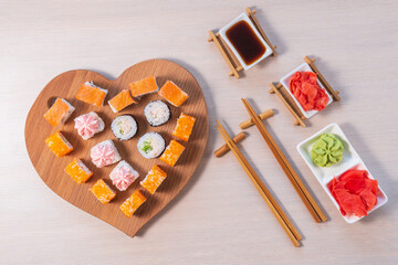 set of rolls in the form of a heart. the view from the top. love, Valentines day