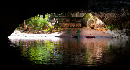 Stalactite and Stalagmite Formations in the (Altinbesik)Gold cradle Cave, ibradi, Antalya.