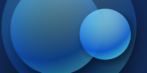 Dark blue abstract presentation background with circles and 3d concept