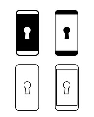 Password security access on mobile phone. Private authorization sign. Smartphone with key hole. Illustration vector