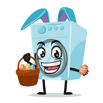 vector illustration of washing machine mascot or character