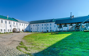 The inner courtyard of the Solovetsky Monastery. The belfry of the monastery.