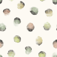 Seamless texture of autumn golden and green leaves. Hand drawn sketch watercolour painting on simple background. concept illustration of Set nature elements.