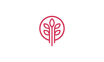 Creative Vector Illustration Logo Design. Minimal Line Growth Plant Logo Concept.