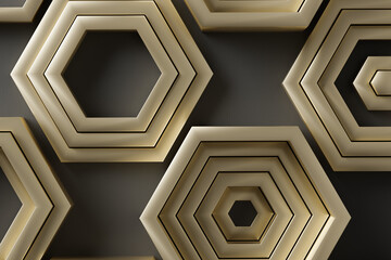 Golden combs background. Finance and business concept. 3d rendering - illustraiton.
