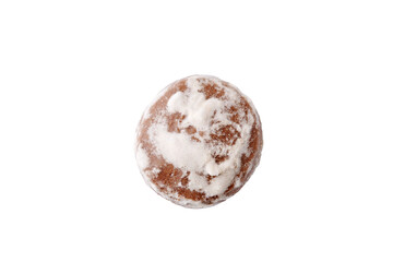 Traditional round gingerbread isolated on white. Closeup 