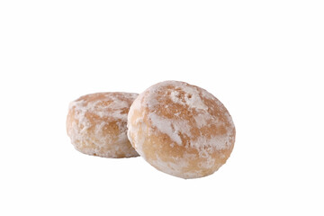 Traditional round gingerbread isolated on white. Closeup 