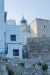 
corners of the Peñíscola castle in summer