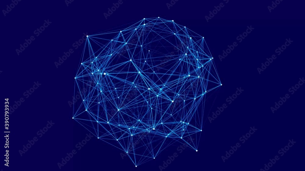 Poster futuristic dynamic sphere of multiple particles and lines. network or connection. abstract illustrat