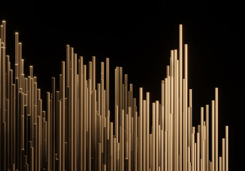 Abstract background with golden columns. 3d rendering - illustration.