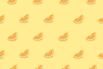 Fresh orange slices seamless pattern. Background vector design