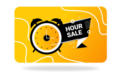 24 hour sale. Yellow, black banner. Vector illustration. Watch element sign as for your design. Watch element as for your design, for black Friday, time limit
