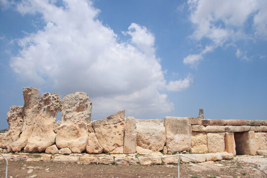 ruins of Hagar Qim, ancient Megalithic Temple of Malta, a unesco world heritage in Malta 