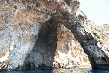 natural arch of the blue grotto in Malta