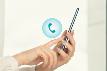 contact us, hotline for calls and customer reviews, business concept