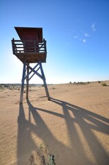 
watchtower of beaches in the empty sand