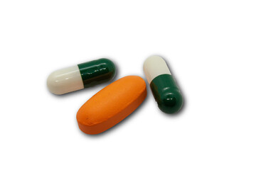 pills on white background