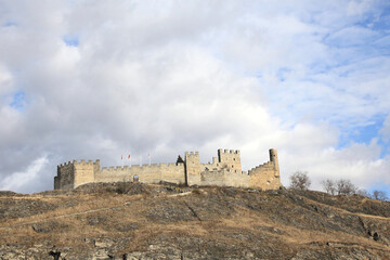 ancient ruins of Tourbillon Castle on the mountain of Sion, Switzerland 