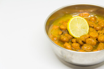 Egyptian Traditional Breakfast Dish of Beans isolated on white background