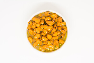 Egyptian Traditional Breakfast Dish of Beans isolated on white background