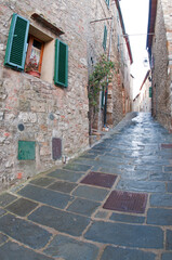 A road in Castiglione d'Orcia, Tuscany, Italy.