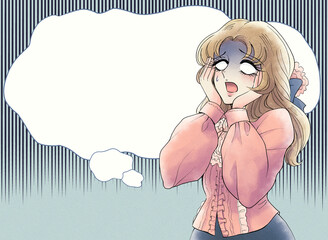 昭和レトロ少女漫画風 ショックで白目をむくお嬢さま バナー 30s Canvas Print 3 水乃みのる