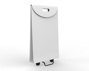 Blank cardboard and Recycled paper  Shopping Cardboard Trolley Bag For Mockup And Branding, 3d render illustration.