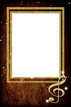 Christmas musical empty picture frame  background.