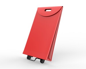 Blank cardboard and Recycled paper  Shopping Cardboard Trolley Bag For Mockup And Branding, 3d render illustration.