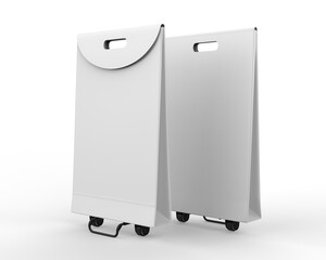 Blank cardboard and Recycled paper  Shopping Cardboard Trolley Bag For Mockup And Branding, 3d render illustration.