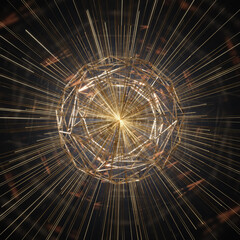 Abstract golden burst background. 3d rendering - illustration.