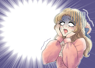 昭和レトロ少女漫画風 ショックで白目をむくお嬢さま バナー Canvas Print 水乃みのる 昭和レトロ少女漫画風 ショックで白目をむくお嬢さま バナー Canvas Print 水乃みのる