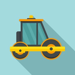 Builder road roller icon. Flat illustration of builder road roller vector icon for web design