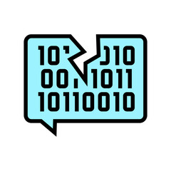 hacked password binary code color icon vector. hacked password binary code sign. isolated symbol illustration