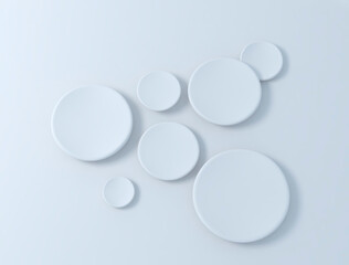 Paper blue white circles with shadow 3d illustration