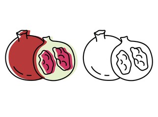 Natural fruits grown on a farm. eco products. vector garnet icons in flat style