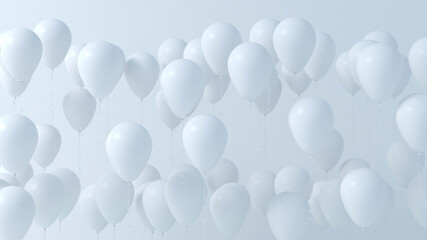 white silver helium balloons on beige grey background © Jezper