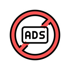 ads crossed out mark color icon vector. ads crossed out mark sign. isolated symbol illustration